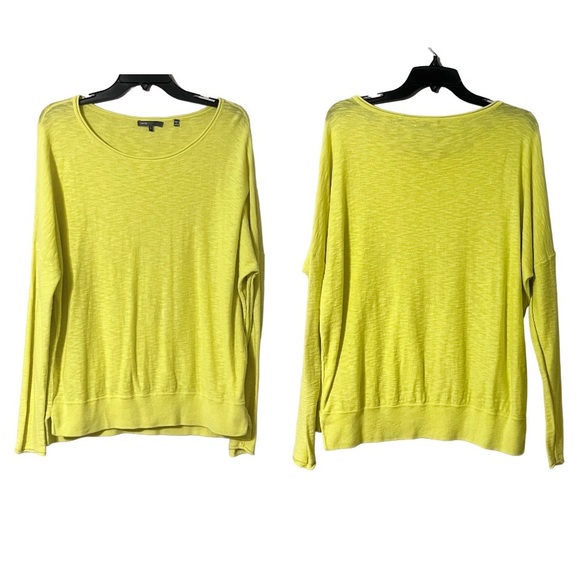 Vince Vibrant Yellow Lightweight Sweater Split Hem Size Large - Picture 8 of 8